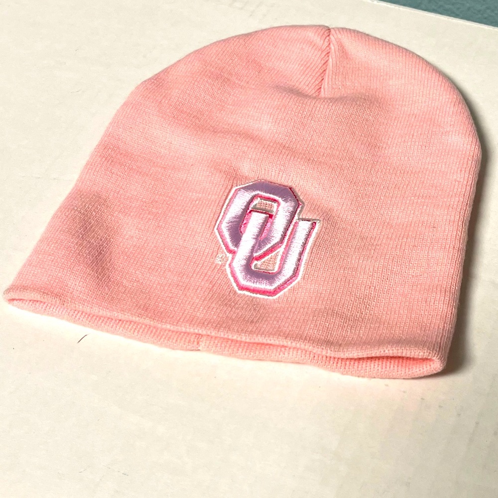 Oklahoma Sooners Pink Beanie OS College Athletic Wear headgear hats caps